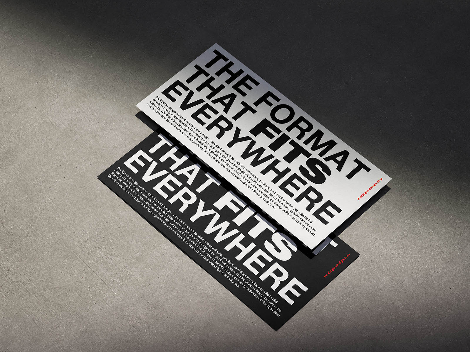 DL flyer on concrete background mockup