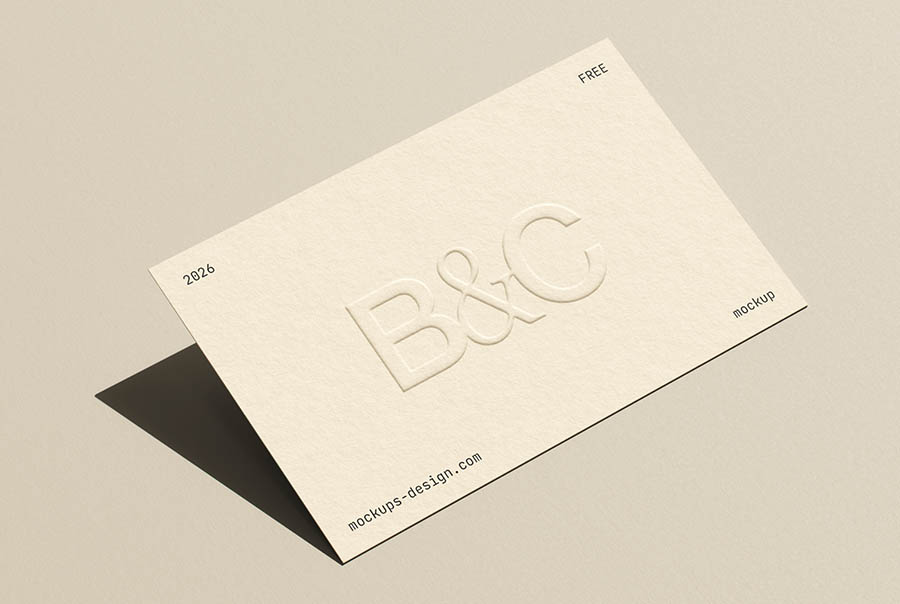 Embossed business card mockup