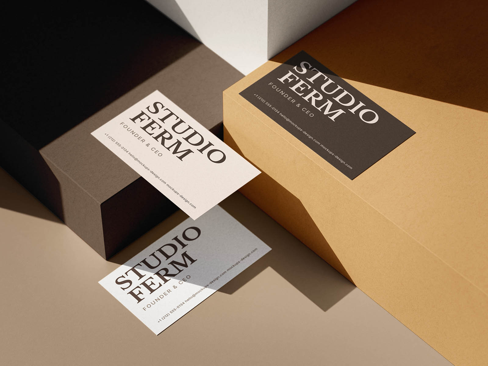 Boxed business card mockup