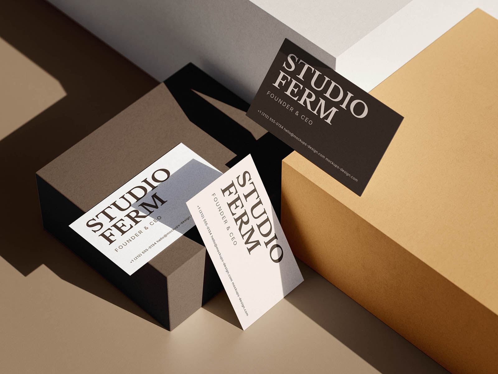 Boxed business card mockup