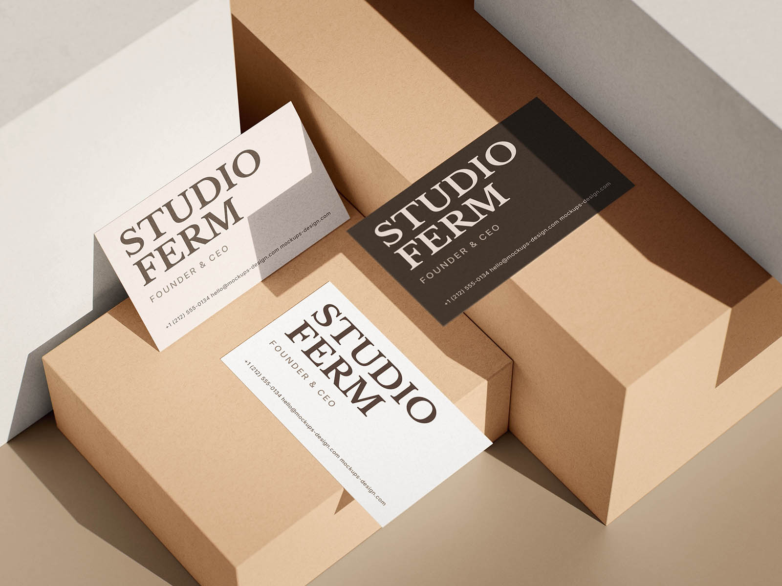 Boxed business card mockup