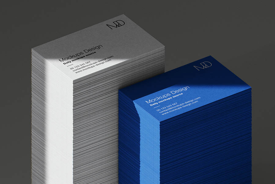 Free stacked business card mockup