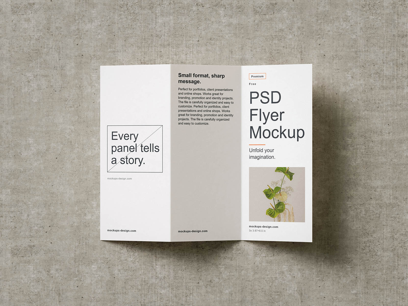 Textured trifold brochure mockup