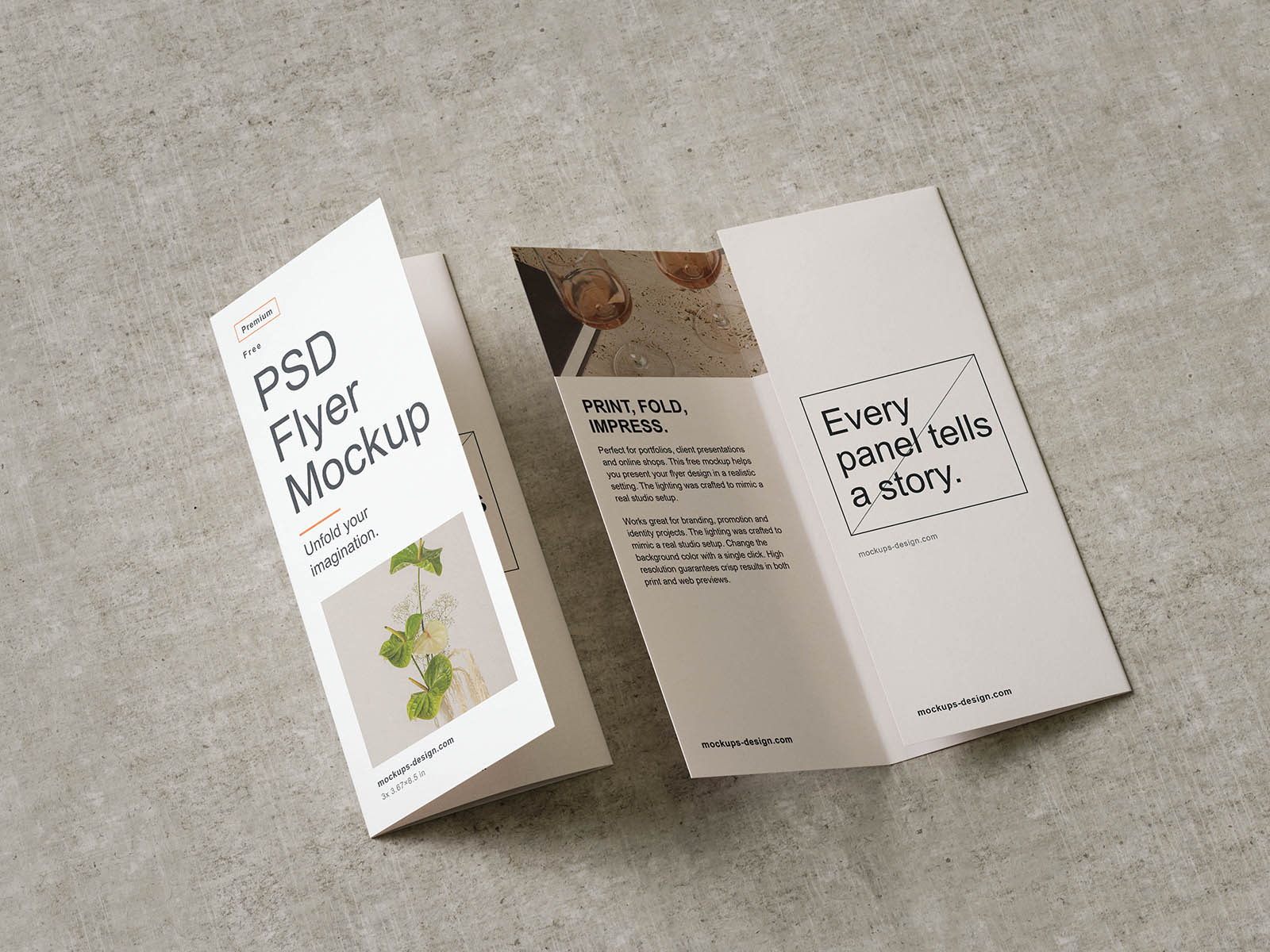 Textured trifold brochure mockup