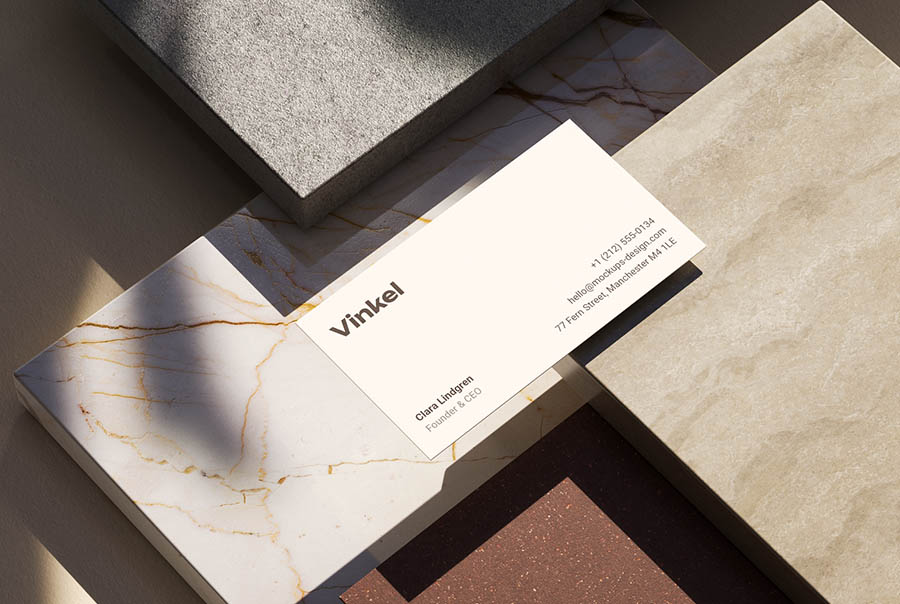 Stone sample 90x50 mm business card mockup