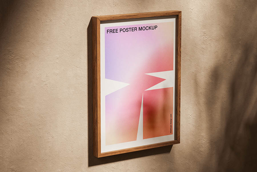 Oak-framed poster mockup