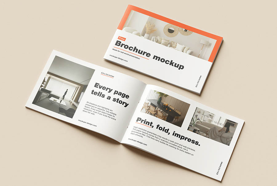 Landscape half letter brochure mockup