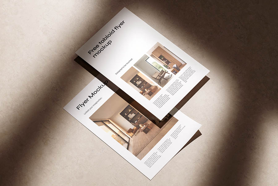 Sunlit tabloid flyer mockup