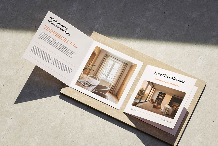 Sunlit square bifold flyer mockup