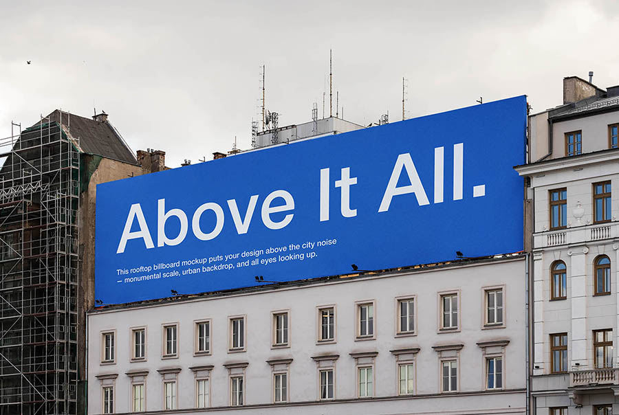 Rooftop city billboard mockup