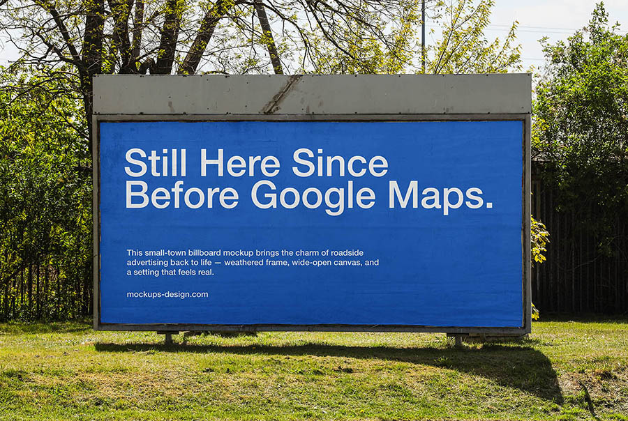 Roadside small-town billboard mockup